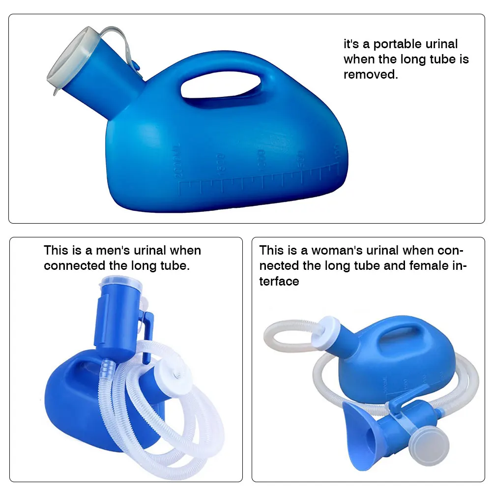 Versatile Unisex 3-in-1 Portable Urinal with 2000ml Capacity, Spill-Proof Design, and Odor-Proof Cover