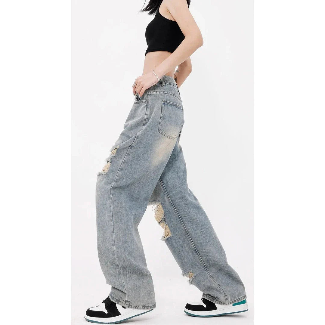 Stylish wide-leg gradient wash jeans with high-waist design, practical features, and edgy street-style vibe for the modern Kiwi woman