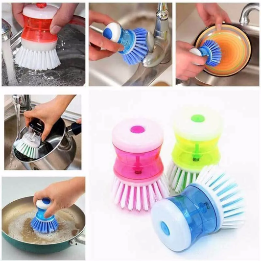 Two Dishpansoap(TM) Dish & Pot Brushes with refillable soap dispensers and nylon bristles