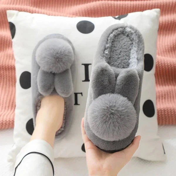 Cozy Bunny Slippers for Kiwi women, featuring plush synthetic fur lining and durable non-slip soles for ultimate indoor comfort and relaxation.