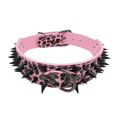 A stylish pet collar with a punk-inspired design, featuring metal accents and an adjustable fit for comfortable wear