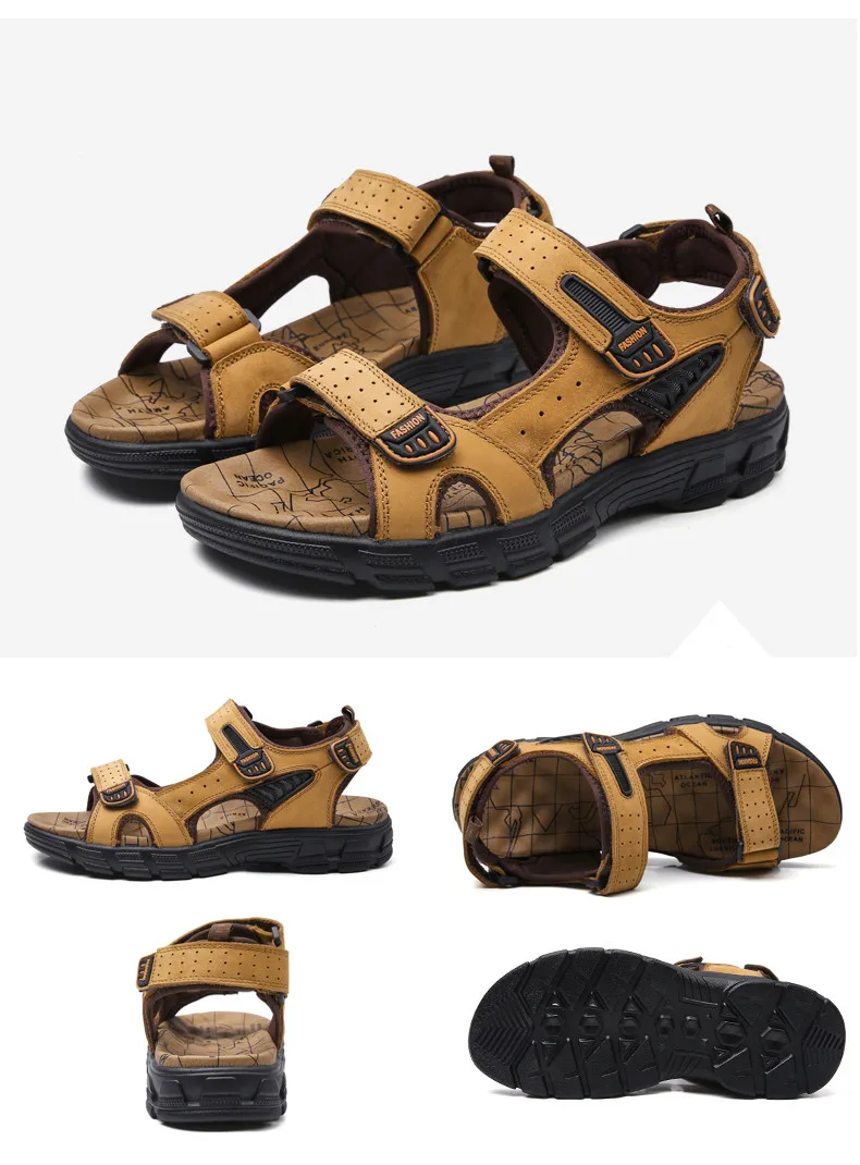 Premium genuine leather sandals with adjustable straps and rubber outsole for outdoor adventures in New Zealand