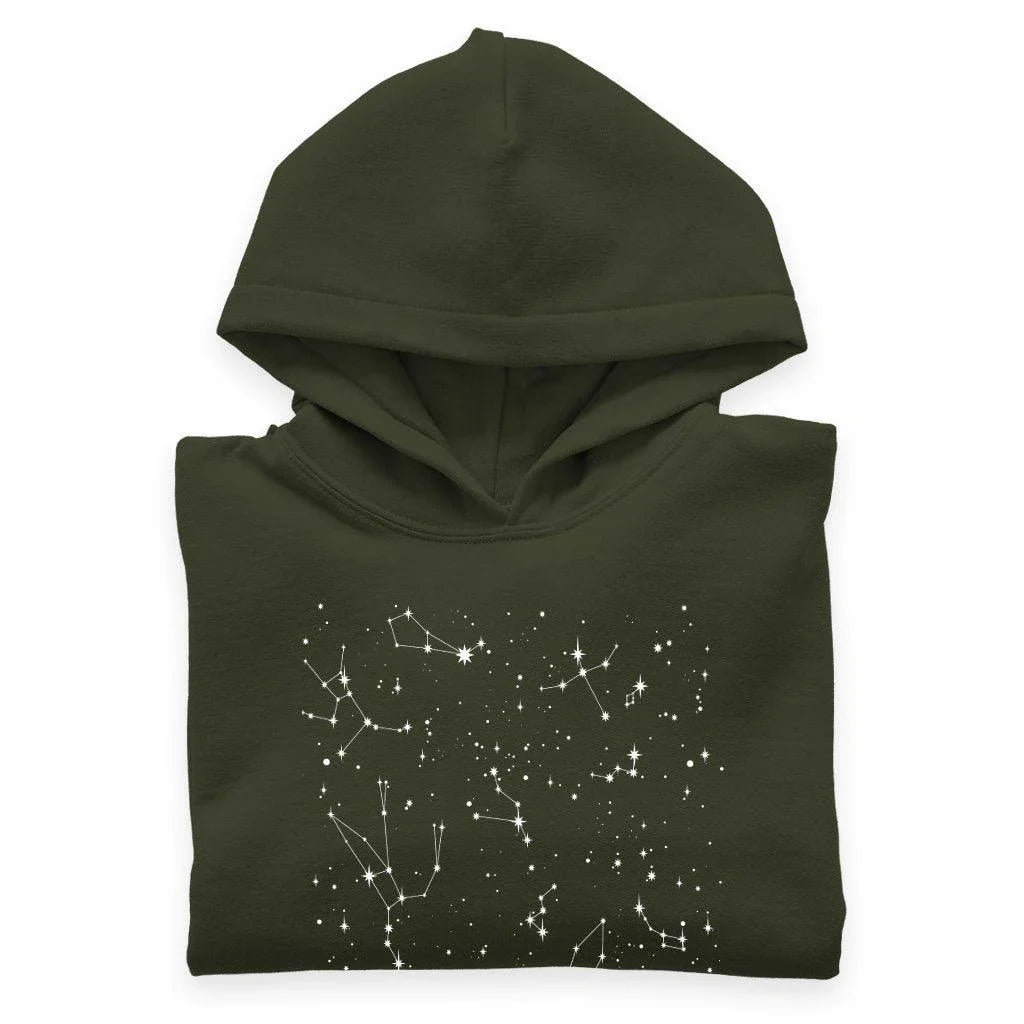 Kids' 'Never Stop Gazing' Hoodie in Constellation Design, made with soft Airlume cotton blend fabric