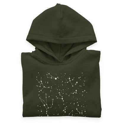 Kids' 'Never Stop Gazing' Hoodie in Constellation Design, made with soft Airlume cotton blend fabric