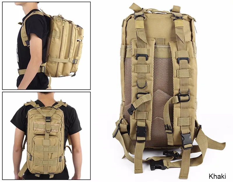 Army-inspired travel backpack with 8 camouflage patterns, featuring a spacious main compartment, adjustable straps, and breathable mesh back panel