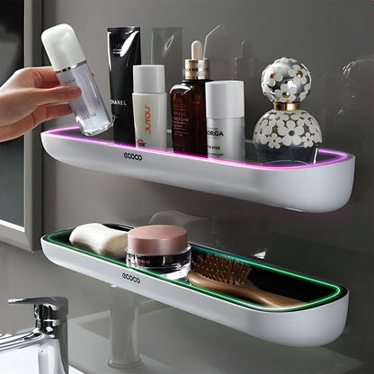 ECOCO™ Self-Adhesive Bathroom Shelf with drainage holes and stainless steel towel bar