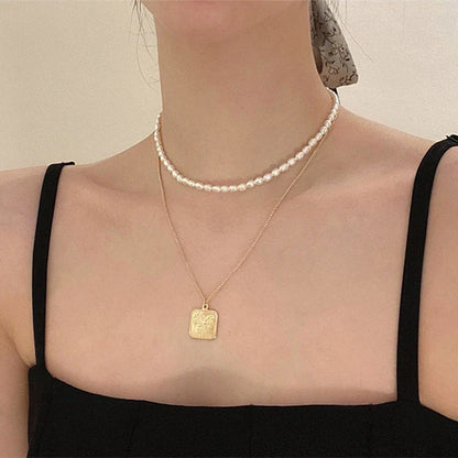 Trendha Natural Freshwater Pearl Necklace with Adjustable 18K Gold-Plated Chain