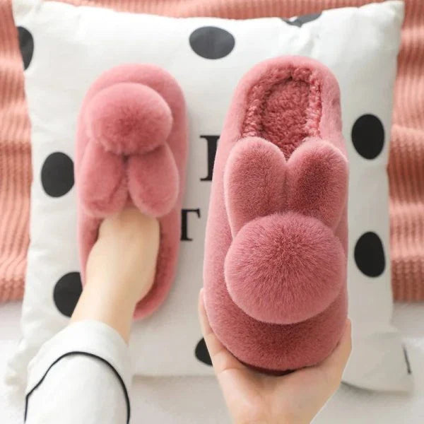 Cozy Bunny Slippers for Kiwi women, featuring plush synthetic fur lining and durable non-slip soles for ultimate indoor comfort and relaxation.