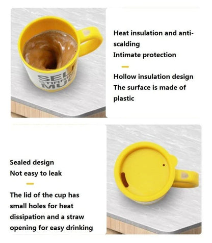 Automatic Lazy Self Stirring Magnetic Mug made of 304 stainless steel and food-grade plastic for effortless beverage mixing