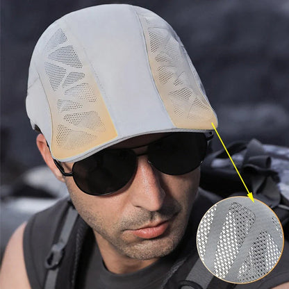 Breathable mesh summer beret cap in gray, designed for comfort and sun protection during outdoor activities