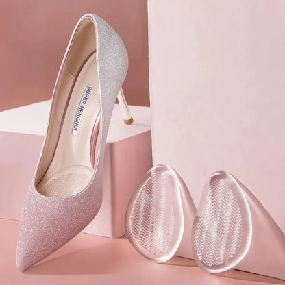 Comfortable, transparent high heel insoles with silicone cushioning and anti-skid design, perfect for Kiwi women who love their heels