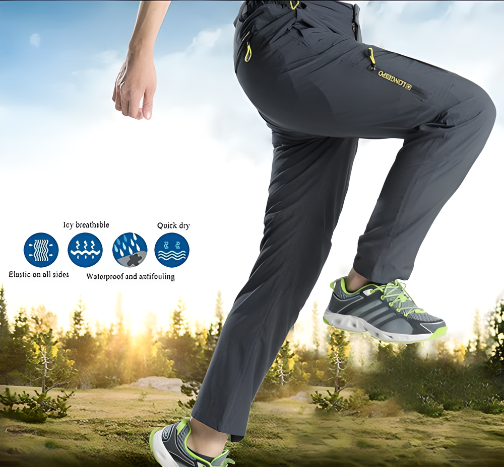 Durable stretch cargo pants for men with multiple pockets and reinforced stitching, ideal for outdoor adventures