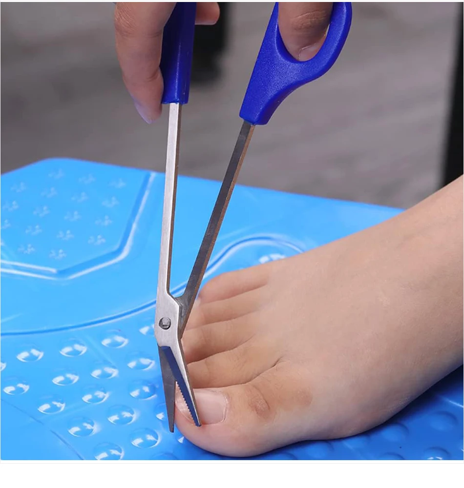 Ergonomic toenail scissors with long handle for comfortable, precise nail trimming