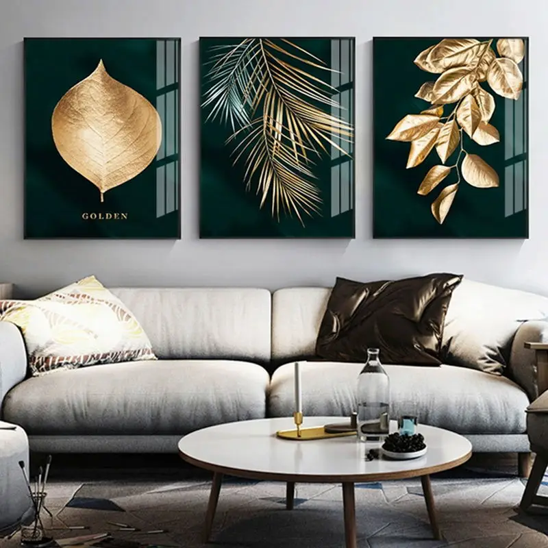 Captivating abstract canvas with golden leaves, perfect for adding nature-inspired elegance to your home decor