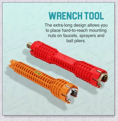 The Plumber's Sink Wrench - a versatile, high-quality tool designed for easy access to tight spaces in plumbing installations and repairs.