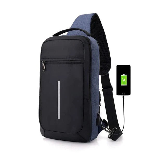 Traby Hand Anti-Theft Chest Bag with USB Charging Port in Black, Navy, and Grey colors