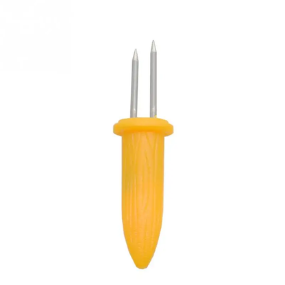 Premium stainless steel corn holders in vibrant yellow colour, perfect for outdoor BBQs and gatherings in New Zealand