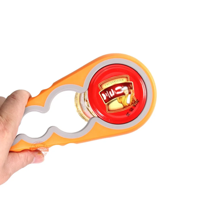 Versatile 4-in-1 Bottle and Jar Opener - a multi-purpose kitchen tool with 4 different sized openings to fit a wide range of lids and caps