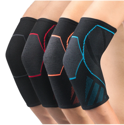 Ergonomic elbow compression sleeve in various colours, designed for injury recovery and joint protection