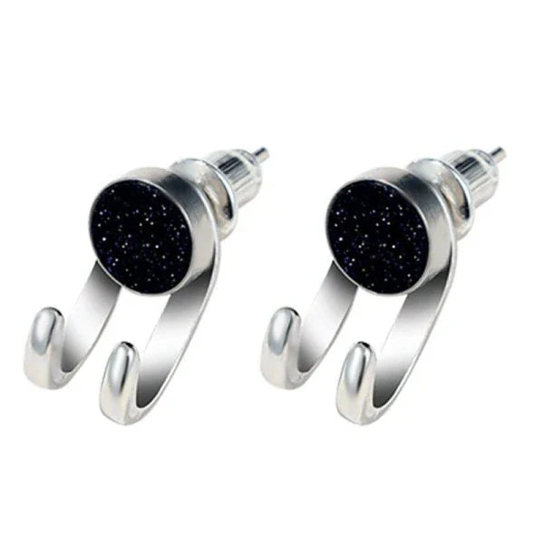 Trendy sterling silver earrings in various colors, including black agate and blue sandstone, with Kiwi-inspired cow pattern details