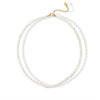 Trendha Natural Freshwater Pearl Necklace with Adjustable 18K Gold-Plated Chain