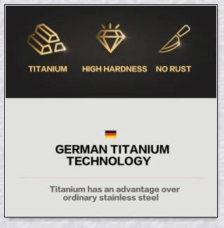 Titangold Designer Titanium Kitchen Knife Set with premium stainless steel blades and innovative titanium coating for enhanced corrosion resistance and durability.