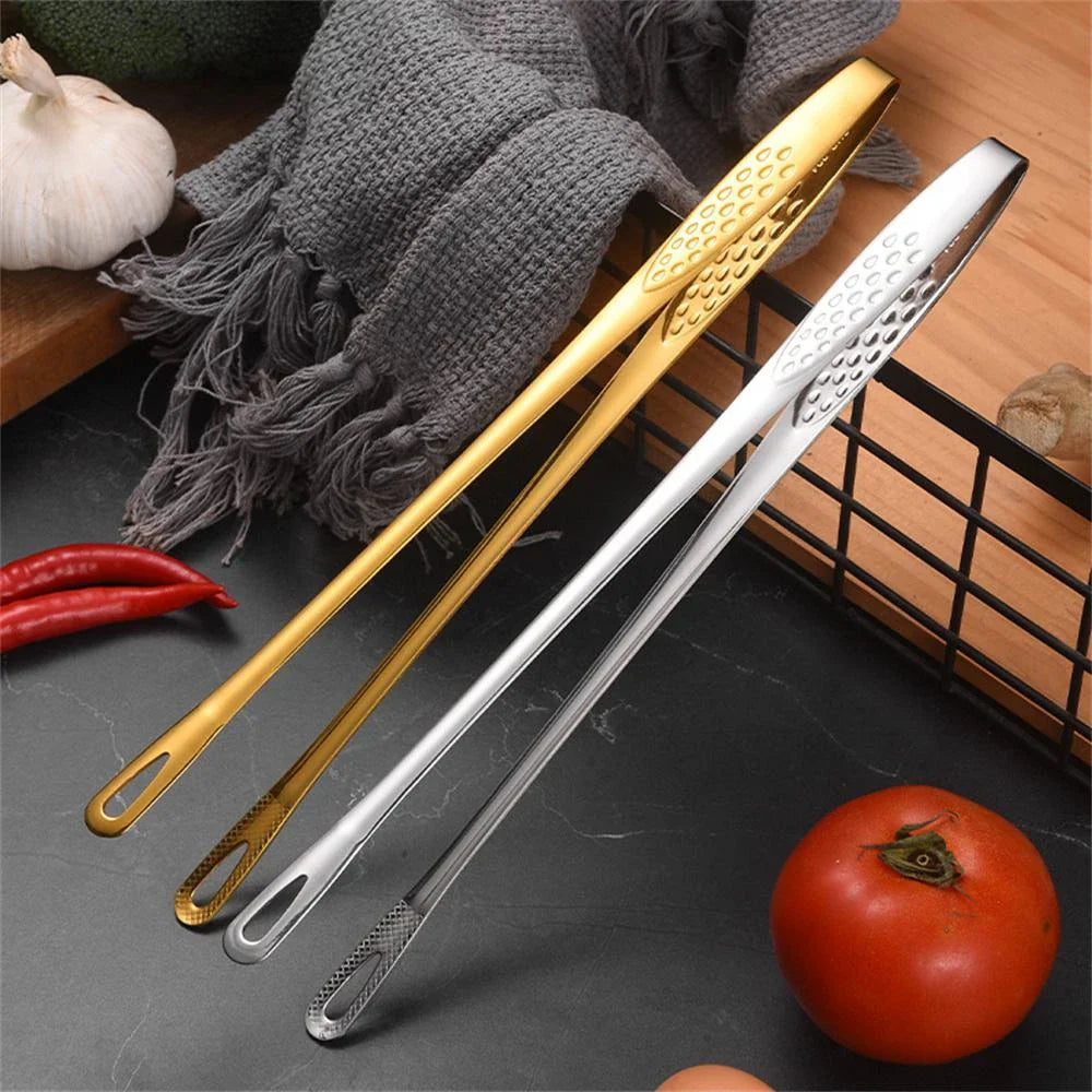 Premium 304 stainless steel grill tongs with a sleek, modern design for secure gripping and easy cleaning