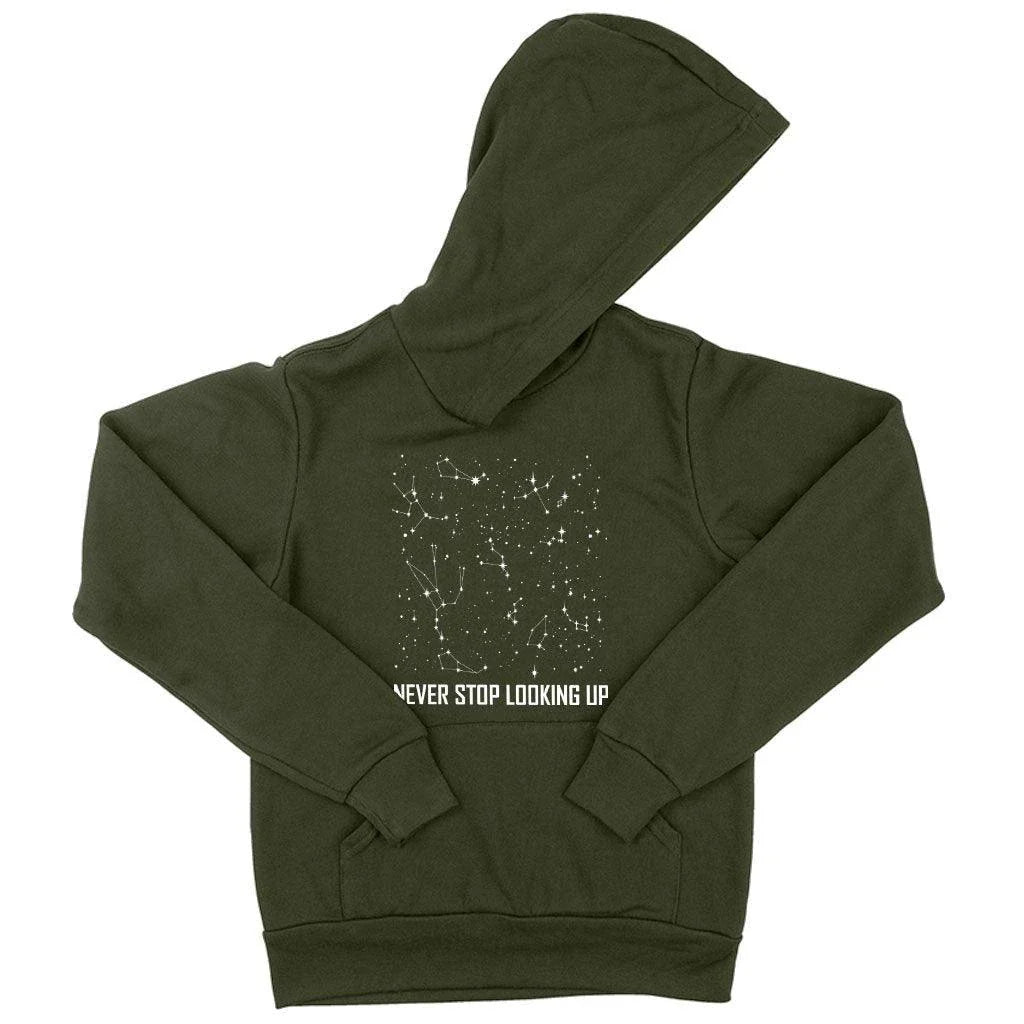 Kids' 'Never Stop Gazing' Hoodie in Constellation Design, made with soft Airlume cotton blend fabric