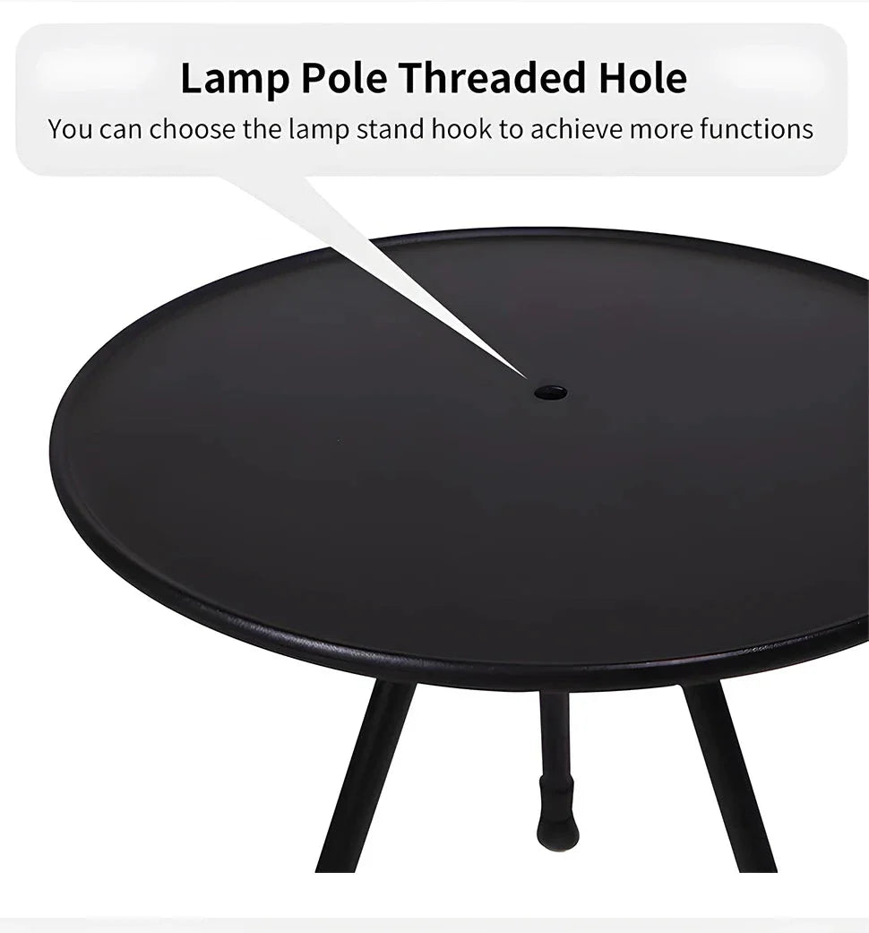 Adjustable Ultralight Portable Camping Round Table with Light Stand - Durable, Portable, and Versatile Outdoor Furniture