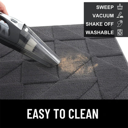 Geometric non-slip microfibre door mat in various sizes, featuring an elegant pattern and durable construction for a clean, stylish entryway.