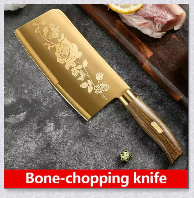 Titangold Designer Titanium Kitchen Knife Set with premium stainless steel blades and innovative titanium coating for enhanced corrosion resistance and durability.