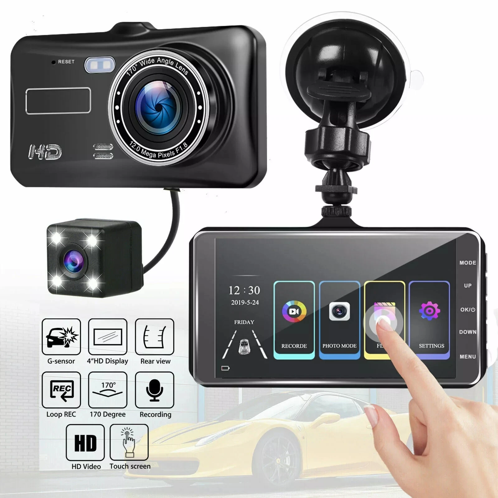 Smart Full HD Front & Rear Dash Cam Car DVR with dual lens, wide-angle 6G lens, and advanced features for enhanced driving safety and documentation