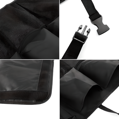 Universal car boot organiser made of durable Oxford cloth with adjustable Velcro straps to fit any vehicle