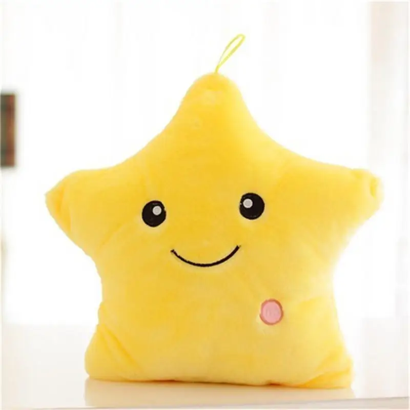 Soft, glowing plush pillow in the shape of a star, perfect for cuddling and providing a soothing nightlight for Kiwi kids