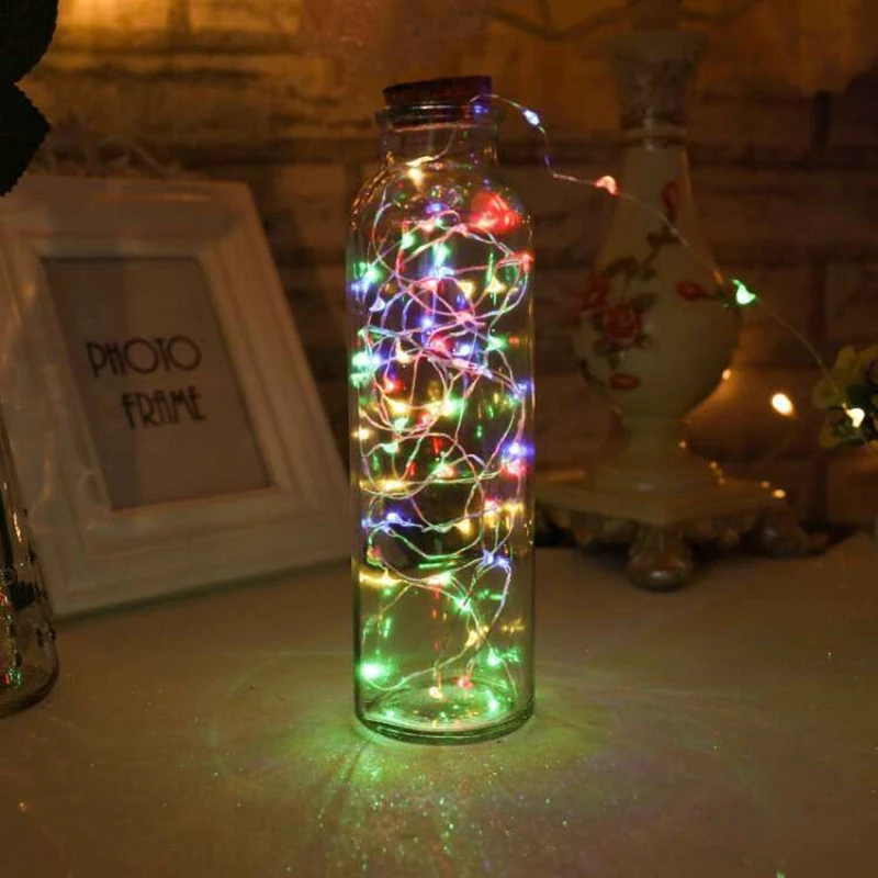 Decorative Bottled LED Lights - 2m copper wire fairy lights for upcycling empty glass bottles into festive displays