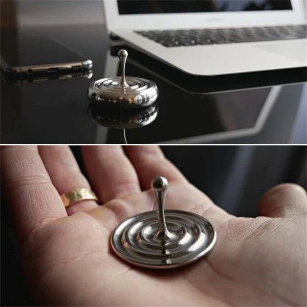 Elegant rotating gyroscope desk accessory with a mesmerizing, long-lasting spin