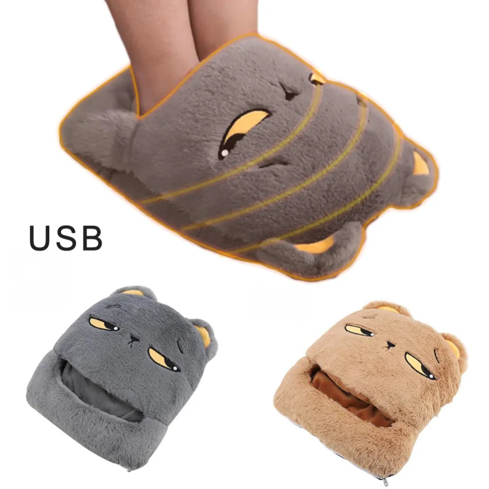 Cozy USB heated foot warmer slippers in a soft, fluffy gray design to keep your toes warm during New Zealand winters