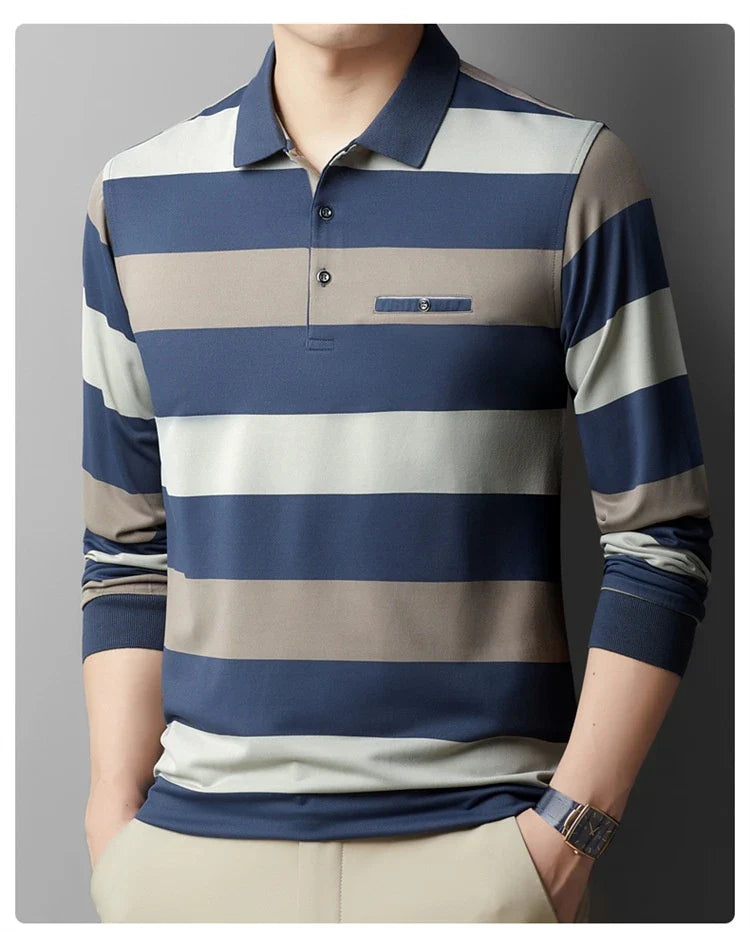 Kiwi-designed fashion t-shirt with colorblock striped pattern and long sleeves