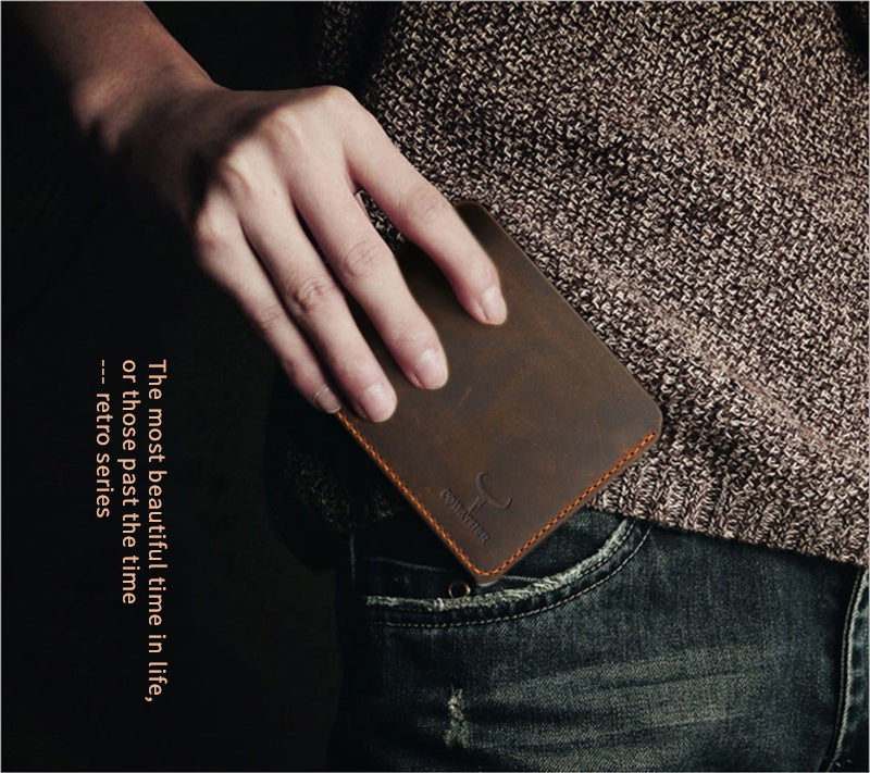 COWATHER™ Premium Leather Vintage Wallet in coffee cross and black vertical styles