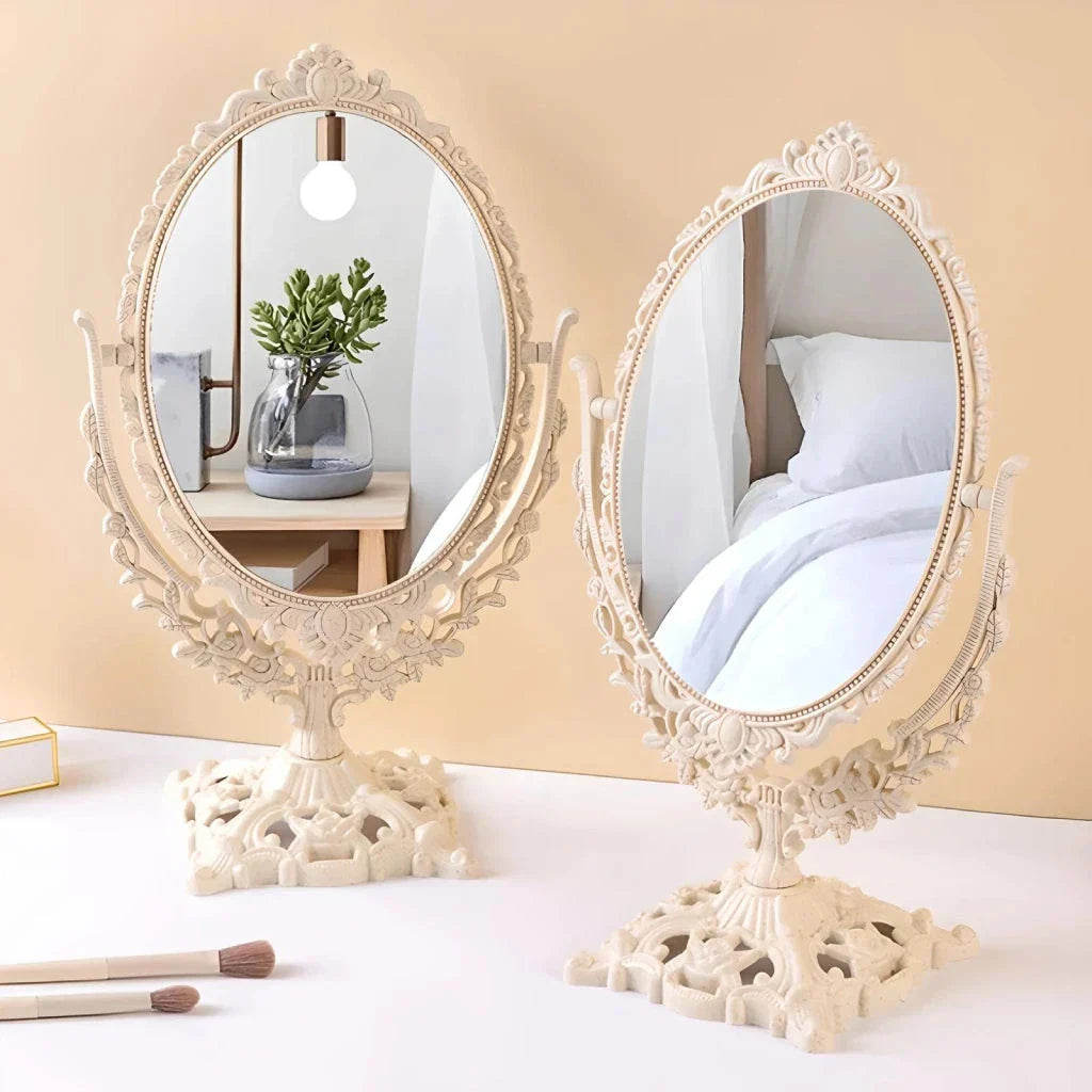 A Nordic-inspired decorative makeup mirror with a vintage flip design and high-definition glass surface, perfect for enhancing any New Zealand home's style and beauty.