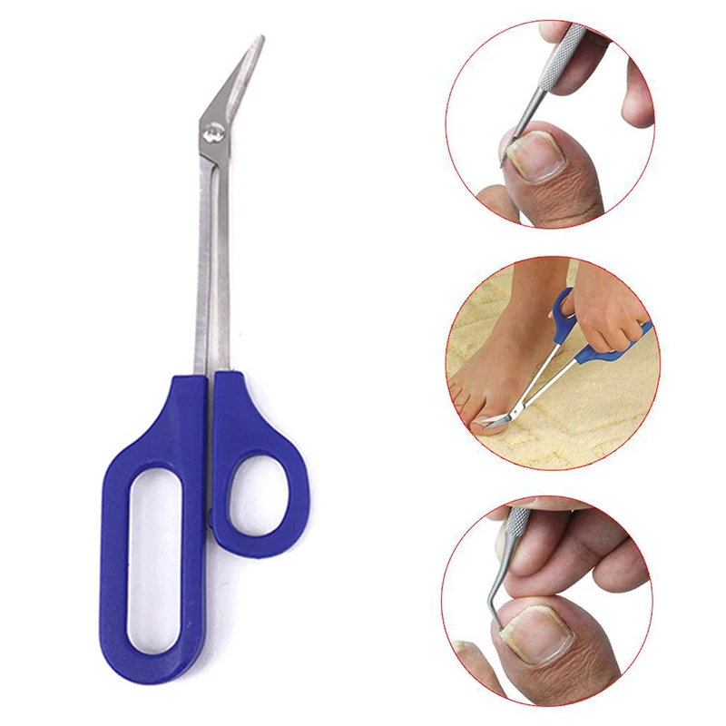 Ergonomic toenail scissors with long handle for comfortable, precise nail trimming