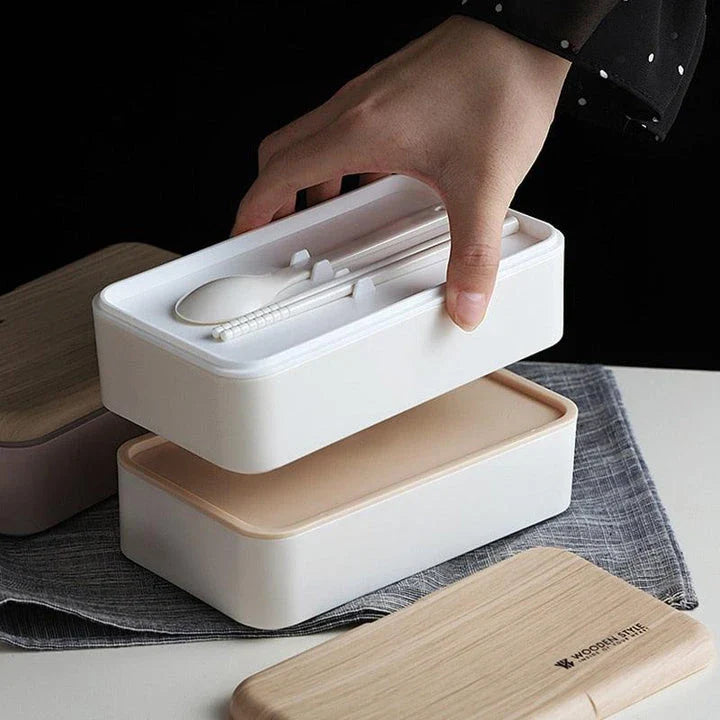 Eco-friendly BPA-free lunch box with spoon and chopsticks, made in New Zealand