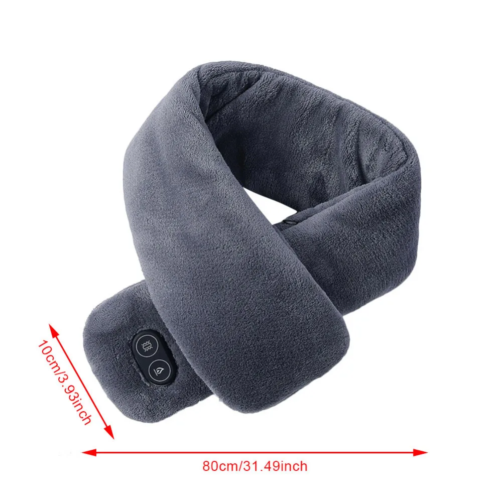 USB-powered heated winter scarf with fleece fabric, adjustable heat and massage settings for warmth and comfort in cold New Zealand weather